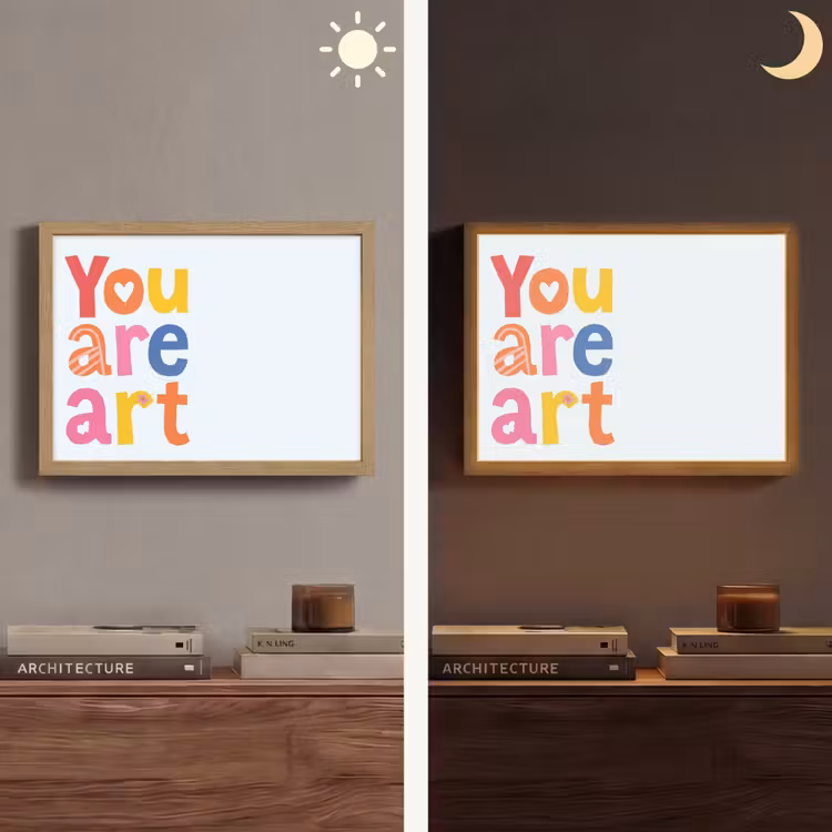 You are art - Kleurrijk - Grafisch Light Box met batterij (Wandlamp) middel -sfeer3