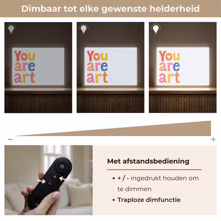 You are art - Kleurrijk - Grafisch Light Box met batterij (Wandlamp) middel -USP_dimbaarNL
