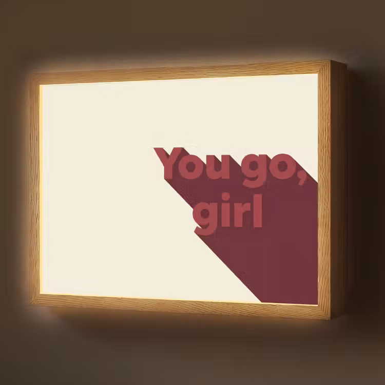 you go girl - 3D - Rood Light Box met batterij (Wandlamp) middel -z3d_website