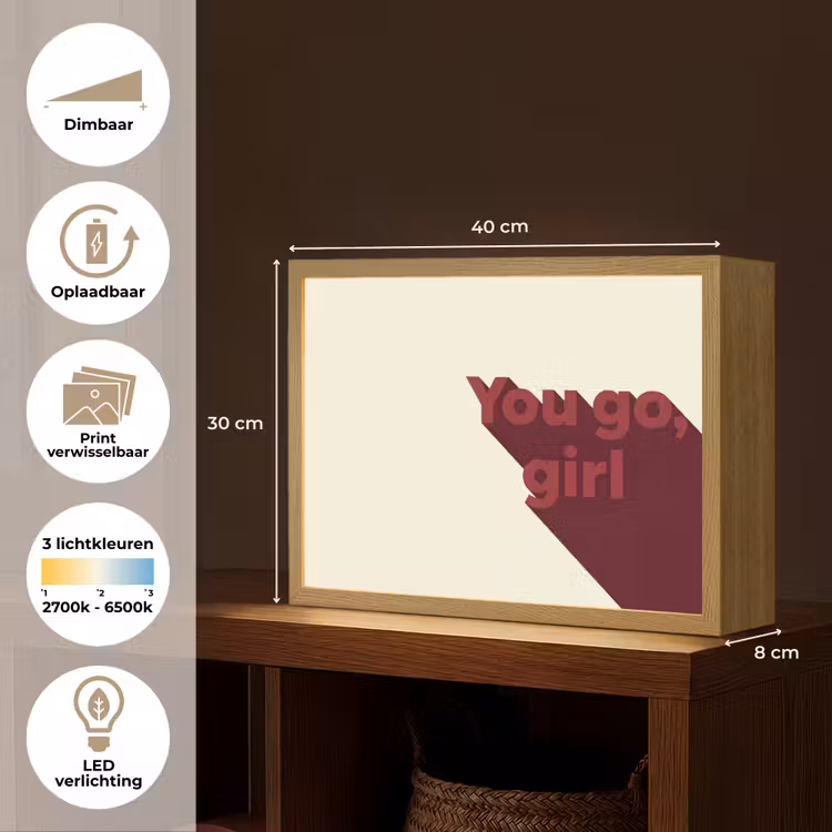 you go girl - 3D - Rood Light Box met batterij (Wandlamp) middel -USP_websiteoverzichtNL