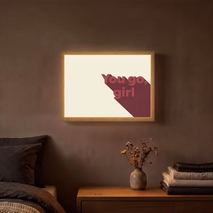 you go girl - 3D - Rood Light Box met batterij (Wandlamp) middel -sfeer4