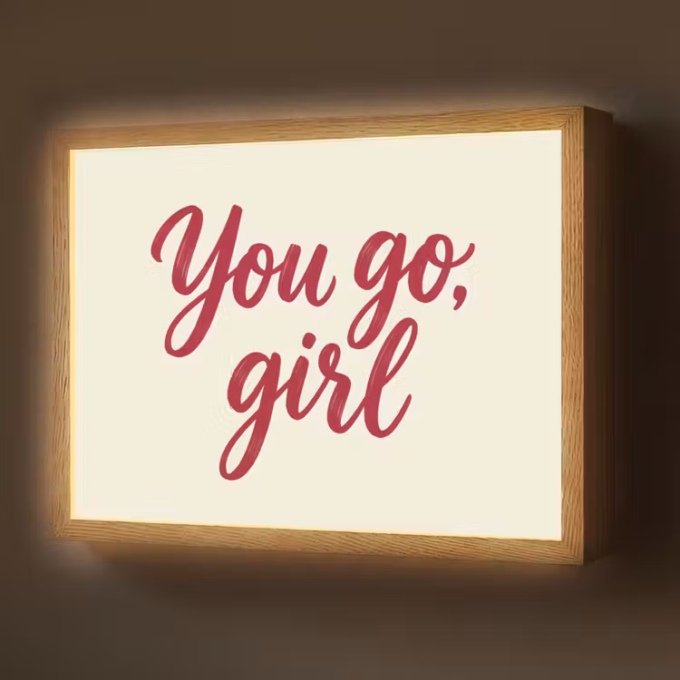you go girl - Rood - Wit Light Box met batterij (Wandlamp) middel -z3d_website