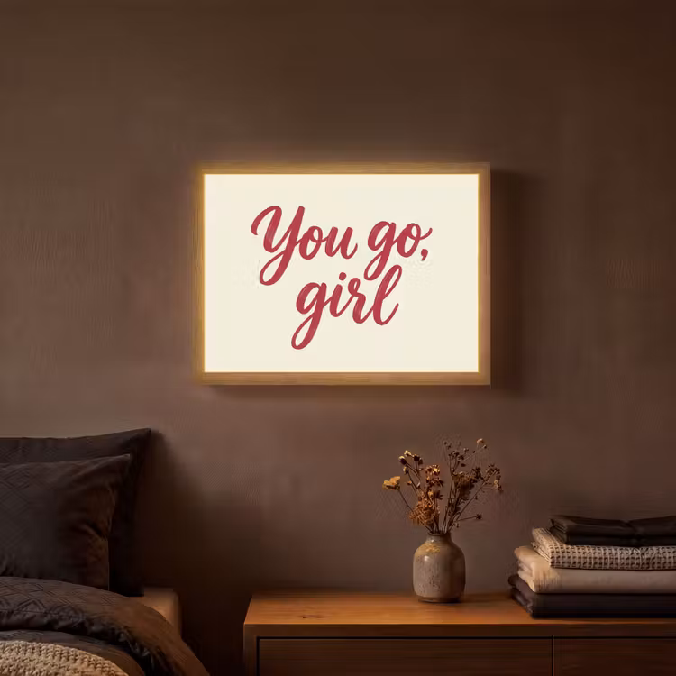 you go girl - Rood - Wit Light Box met batterij (Wandlamp) middel -sfeer4