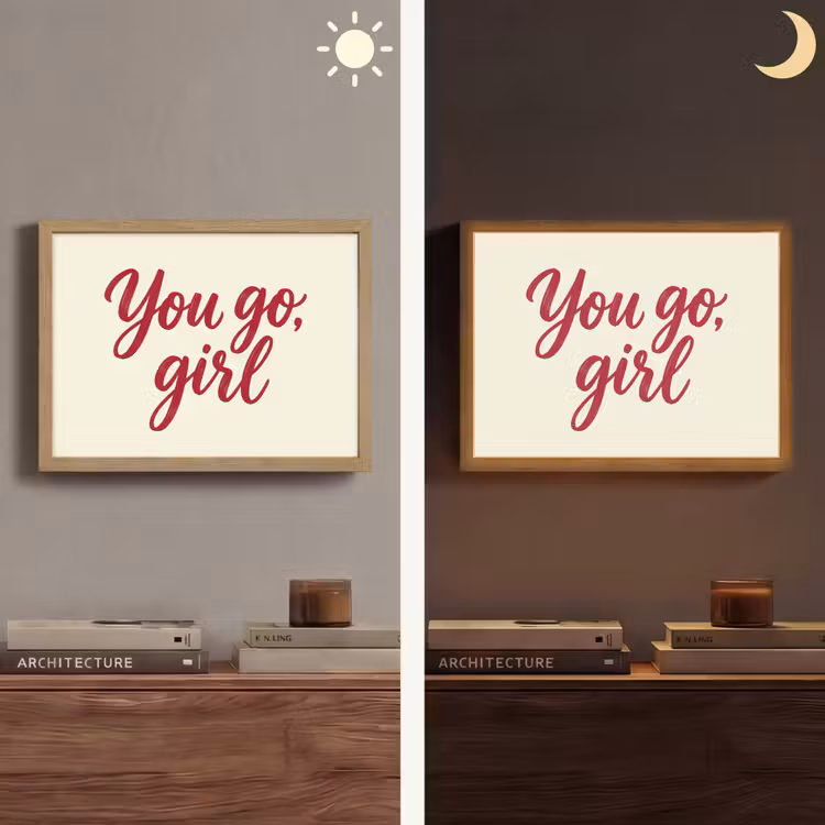 you go girl - Rood - Wit Light Box met batterij (Wandlamp) middel -sfeer3