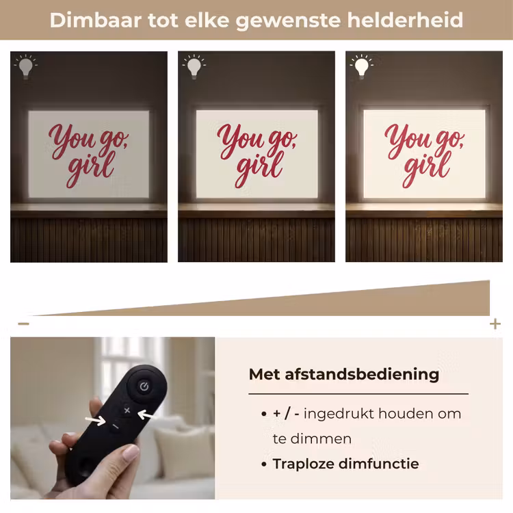 you go girl - Rood - Wit Light Box met batterij (Wandlamp) middel -USP_dimbaarNL