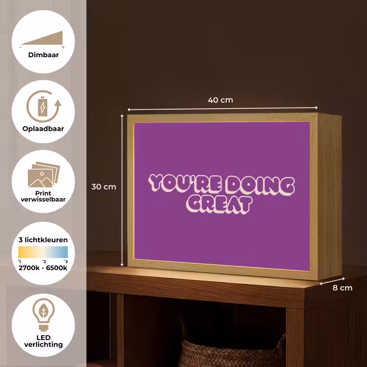 You're doing great - Paars - Bubble letters Light Box met batterij (Wandlamp) middel -USP_websiteoverzichtNL