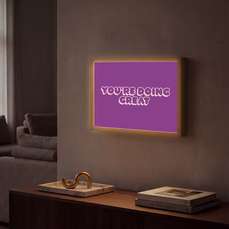 You're doing great - Paars - Bubble letters Light Box met batterij (Wandlamp) middel -sfeer1
