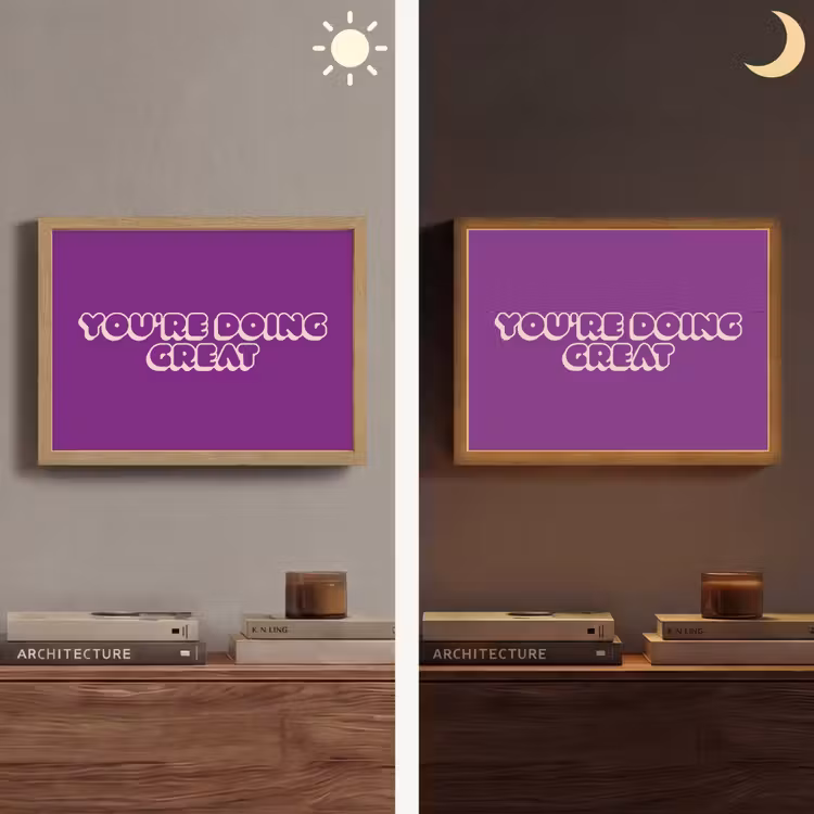 You're doing great - Paars - Bubble letters Light Box met batterij (Wandlamp) middel -sfeer3