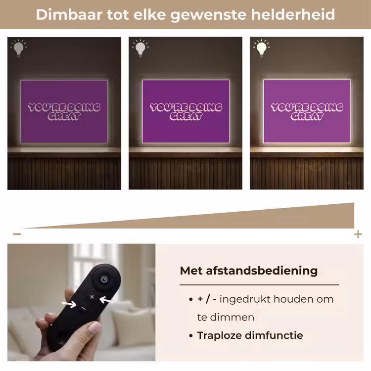 You're doing great - Paars - Bubble letters Light Box met batterij (Wandlamp) middel -USP_dimbaarNL
