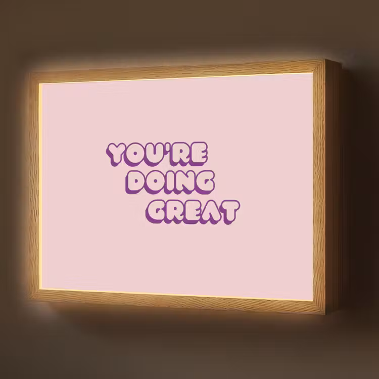 You're doing great - Roze - Bubble letters Light Box met batterij (Wandlamp) middel -z3d_website