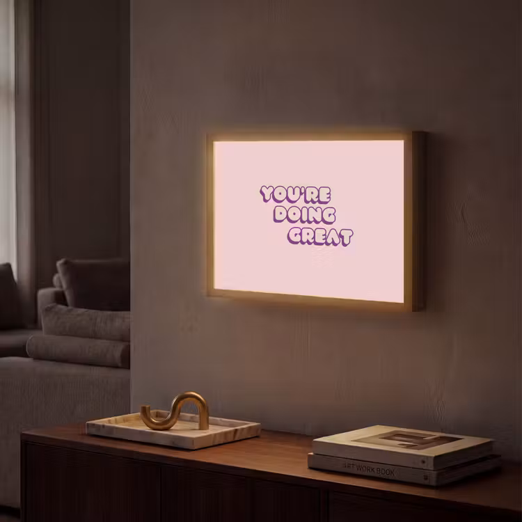 You're doing great - Roze - Bubble letters Light Box met batterij (Wandlamp) middel -sfeer1