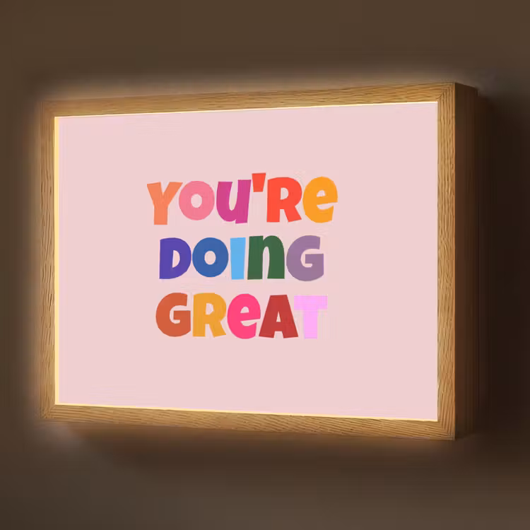 You're doing great - Roze - Kleurrijk Light Box met batterij (Wandlamp) middel -z3d_website
