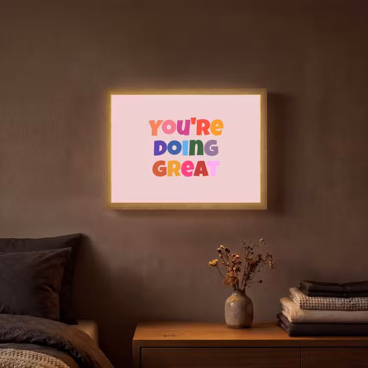 You're doing great - Roze - Kleurrijk Light Box met batterij (Wandlamp) middel -sfeer4