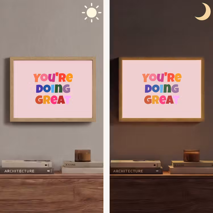 You're doing great - Roze - Kleurrijk Light Box met batterij (Wandlamp) middel -sfeer3
