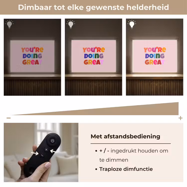 You're doing great - Roze - Kleurrijk Light Box met batterij (Wandlamp) middel -USP_dimbaarNL
