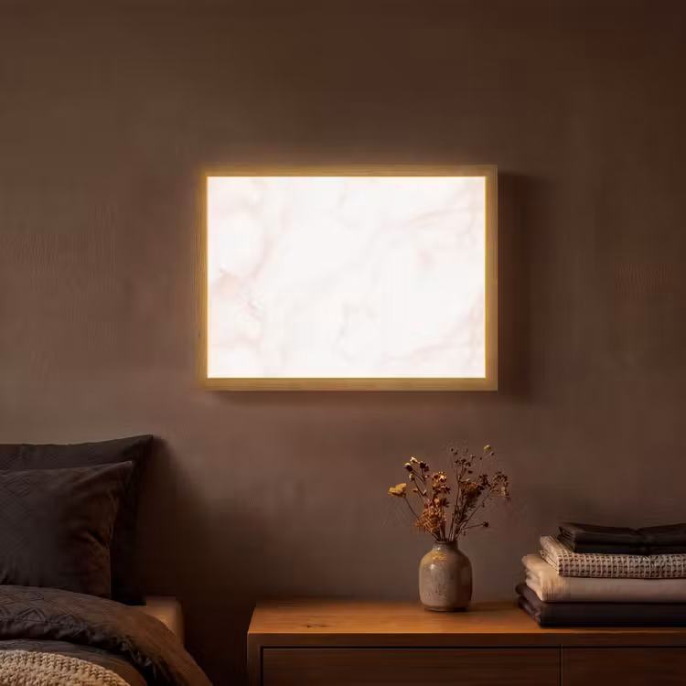 Zalmroze - Marmer - Aders Light Box met batterij (Wandlamp) middel 907 -sfeer4