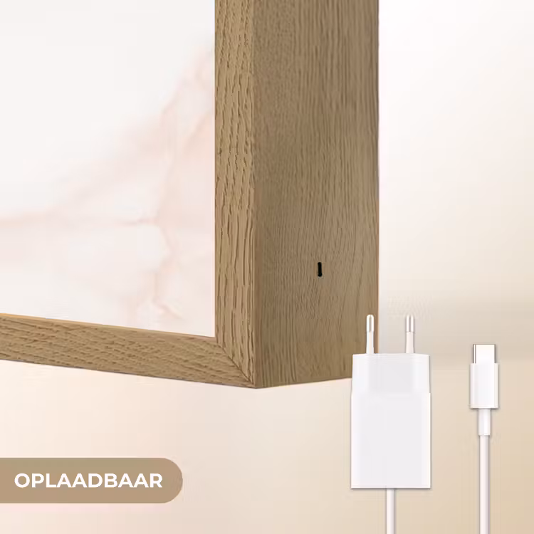 Zalmroze - Marmer - Aders Light Box met batterij (Wandlamp) middel 907 -USP_websiteoplaadbaarNL