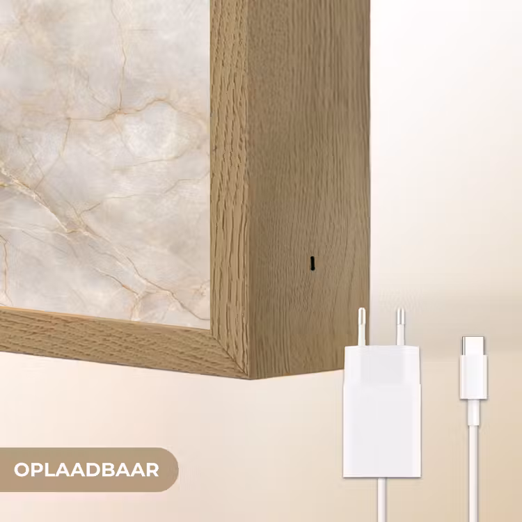 Zandkleurig - Marmer - Natuursteen Light Box met batterij (Wandlamp) middel 907 -USP_websiteoplaadbaarNL
