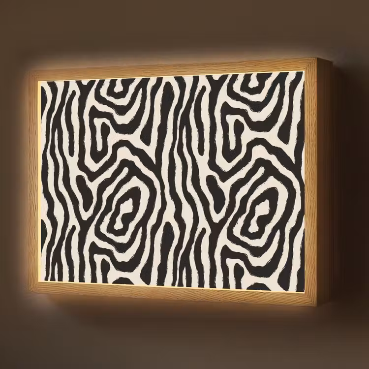 Zebra - Abstract - Zwart Light Box met batterij (Wandlamp) middel 907 -z3d_website