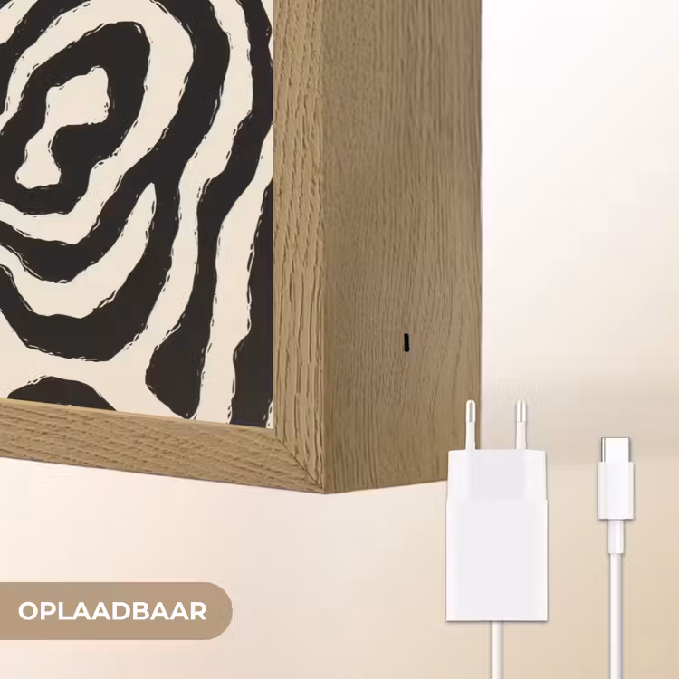 Zebra - Abstract - Zwart Light Box met batterij (Wandlamp) middel 907 -USP_websiteoplaadbaarNL
