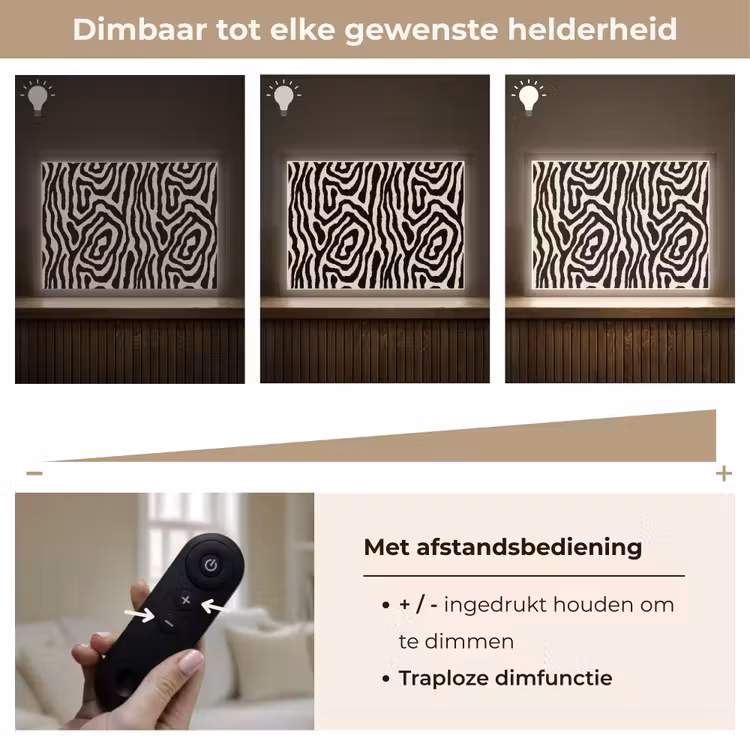 Zebra - Abstract - Zwart Light Box met batterij (Wandlamp) middel 907 -USP_dimbaarNL