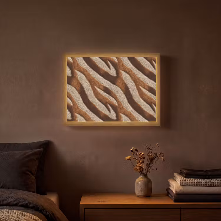 Zebra - Patroon - Bruin Light Box met batterij (Wandlamp) middel 907 -sfeer4