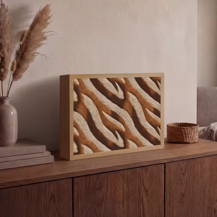 Zebra - Patroon - Bruin Light Box met batterij (Wandlamp) middel 907 -sfeer2