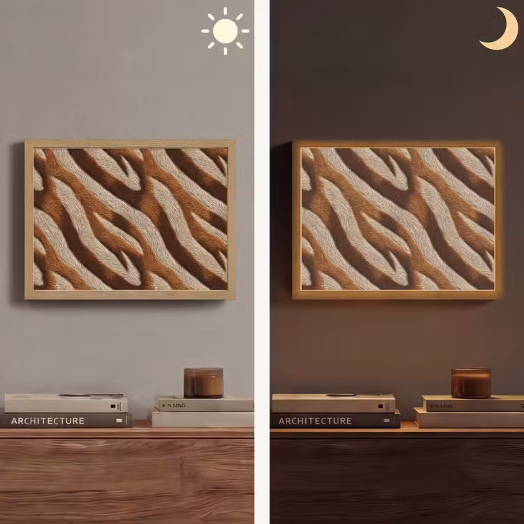 Zebra - Patroon - Bruin Light Box met batterij (Wandlamp) middel 907 -sfeer3