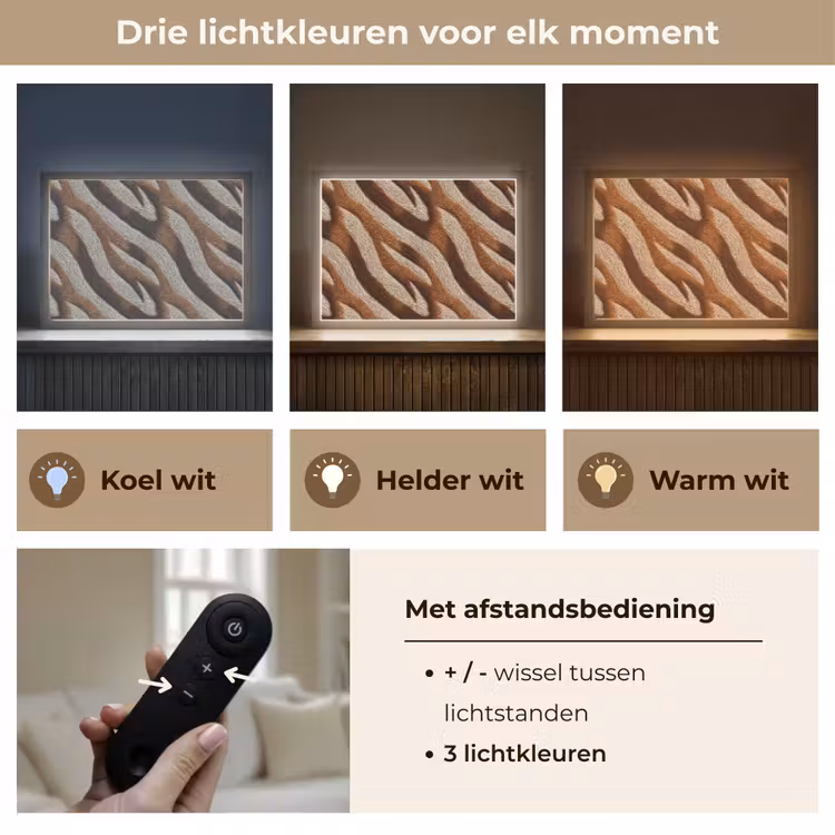 Zebra - Patroon - Bruin Light Box met batterij (Wandlamp) middel 907 -USP_lichtkleurNL