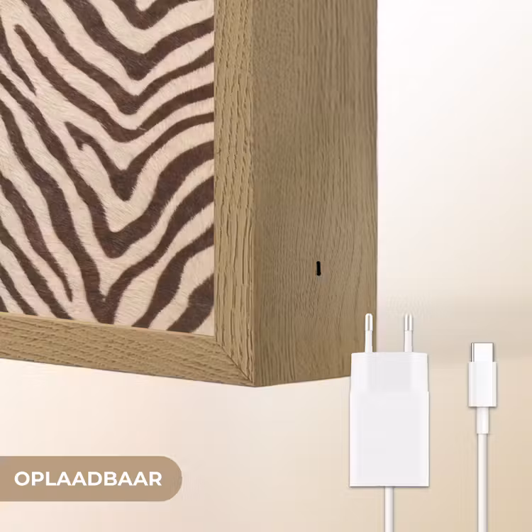 Zebra - Strepen - Bruin Light Box met batterij (Wandlamp) middel -USP_websiteoplaadbaarNL