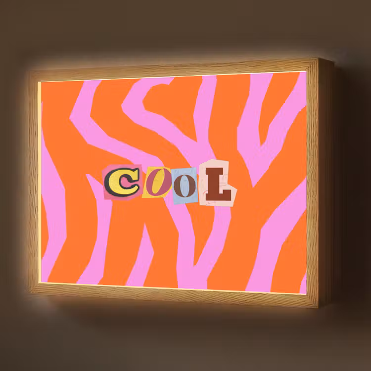 Zebraprint - Grafisch - COOL - Oranje Light Box met batterij (Wandlamp) middel -z3d_website