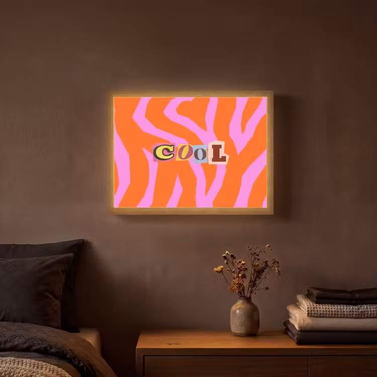 Zebraprint - Grafisch - COOL - Oranje Light Box met batterij (Wandlamp) middel -sfeer4