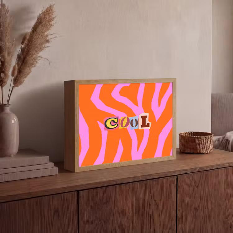 Zebraprint - Grafisch - COOL - Oranje Light Box met batterij (Wandlamp) middel -sfeer2