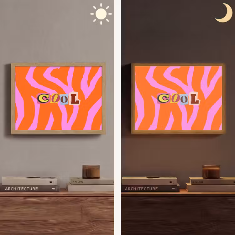Zebraprint - Grafisch - COOL - Oranje Light Box met batterij (Wandlamp) middel -sfeer3