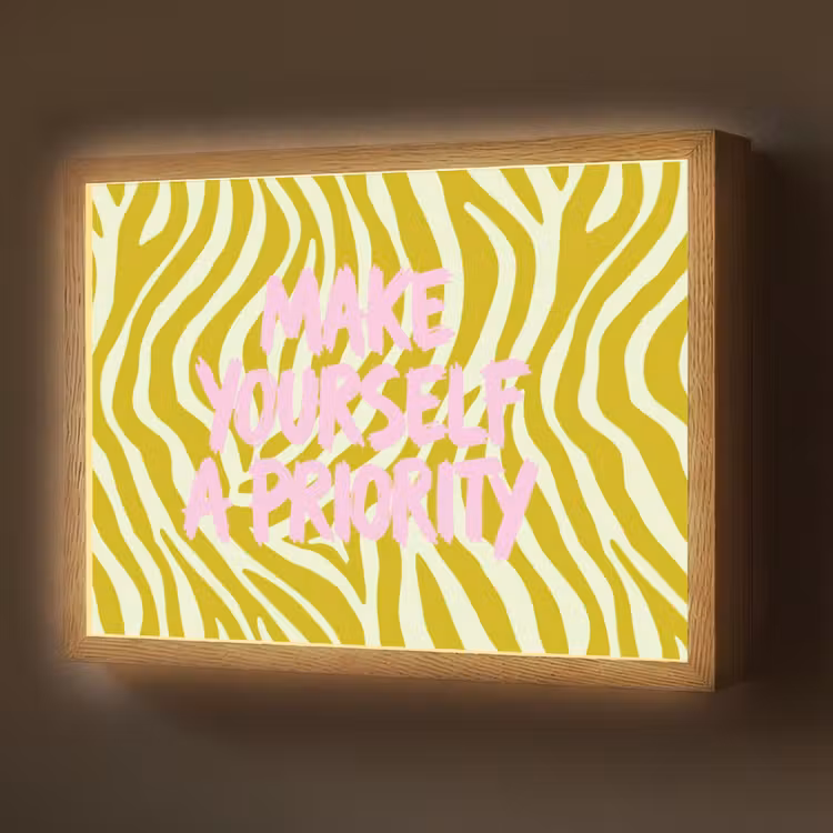 Zebraprint - Priority - Roze Light Box met batterij (Wandlamp) middel -z3d_website