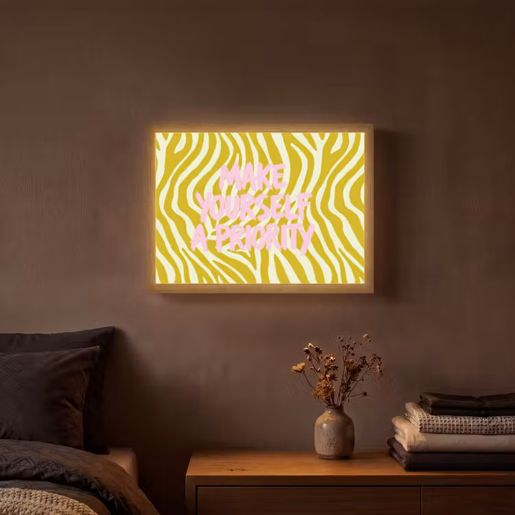 Zebraprint - Priority - Roze Light Box met batterij (Wandlamp) middel -sfeer4