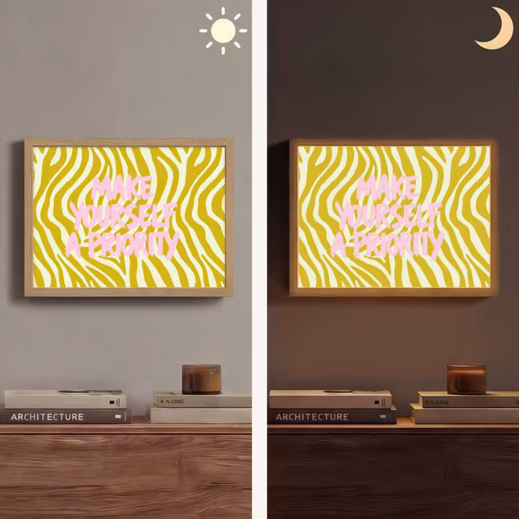 Zebraprint - Priority - Roze Light Box met batterij (Wandlamp) middel -sfeer3