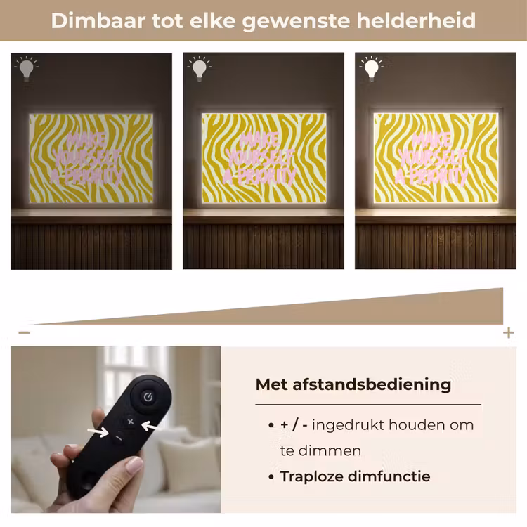 Zebraprint - Priority - Roze Light Box met batterij (Wandlamp) middel -USP_dimbaarNL