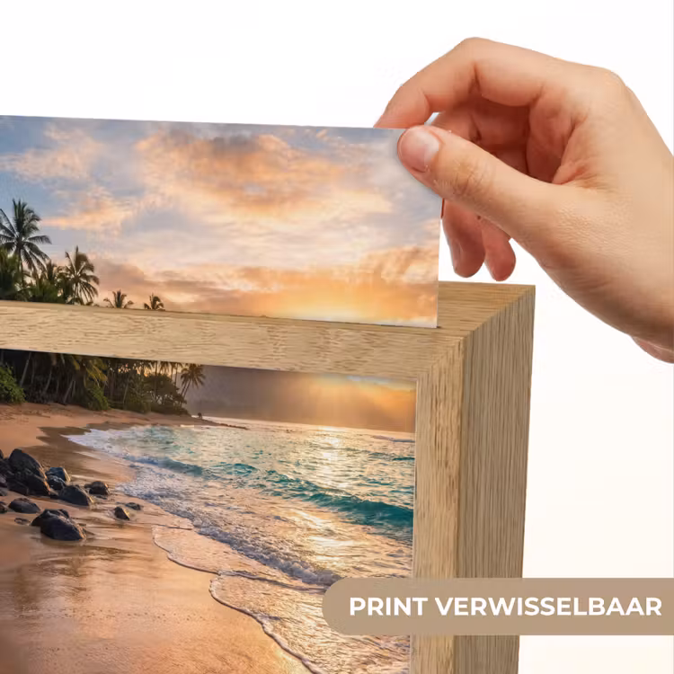 Zee - Berg - Landschap - Tropisch - Goud Light Box met kabel (Wandlamp) klein -USP_websiteprintNL