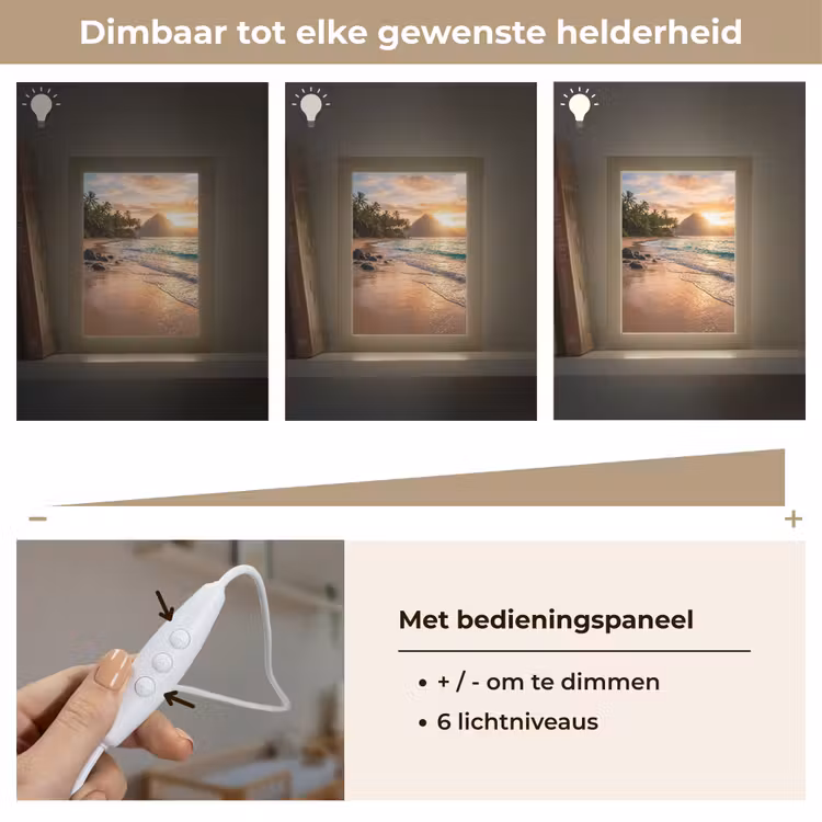 Zee - Berg - Landschap - Tropisch - Goud Light Box met kabel (Wandlamp) klein -USP_dimbaarNL