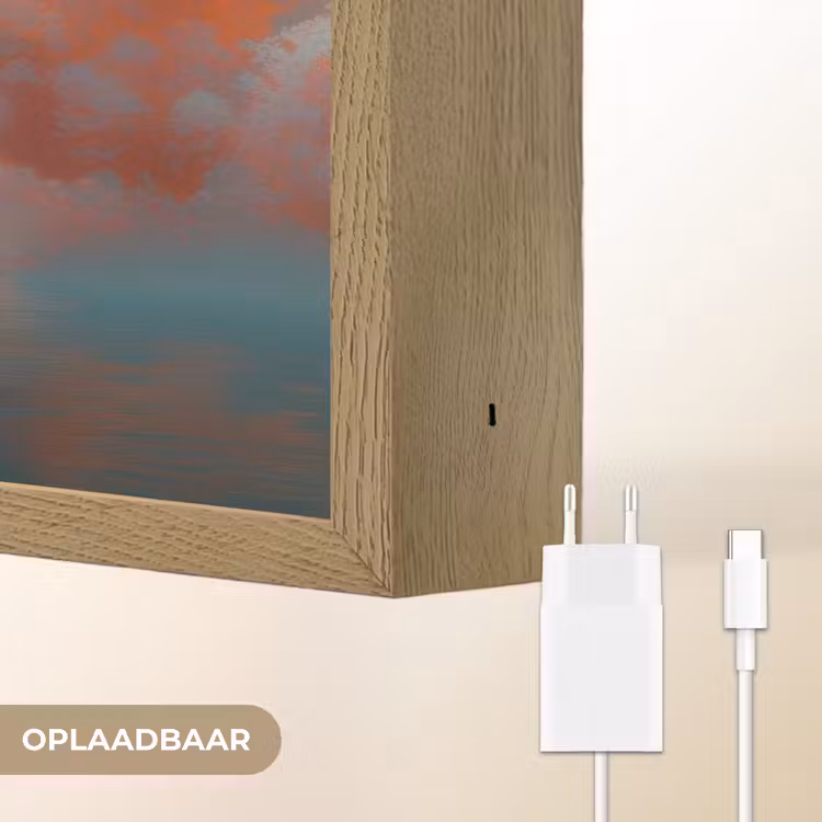 Zee - Boot - Wolken - Oranje Light Box met batterij (Wandlamp) middel -USP_websiteoplaadbaarNL