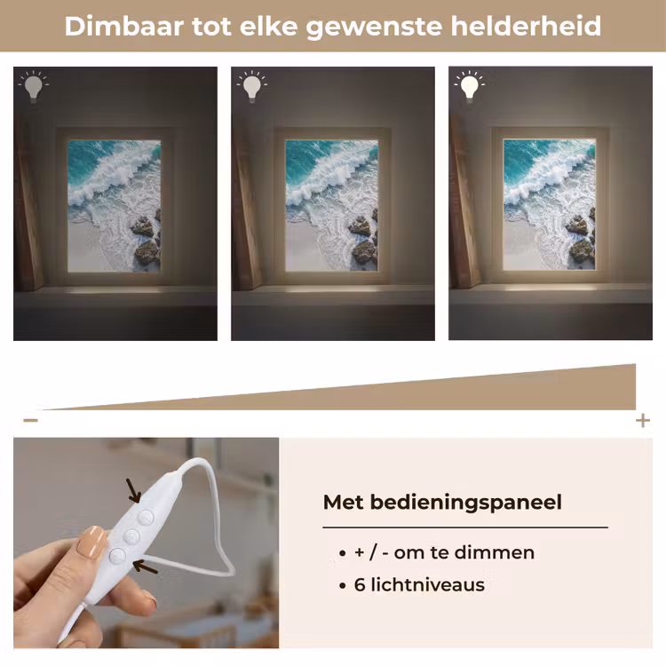 Zee - Golf - Strand - Natuur - Blauw Light Box met kabel (Wandlamp) klein -USP_dimbaarNL