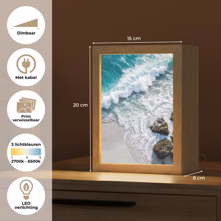 Zee - Golf - Strand - Natuur - Blauw Light Box met kabel (Wandlamp) klein -USP_websiteoverzichtNL