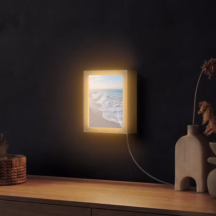 Zee - Golven - Strand - Natuur - Wit Light Box met kabel (Wandlamp) klein -sfeer1