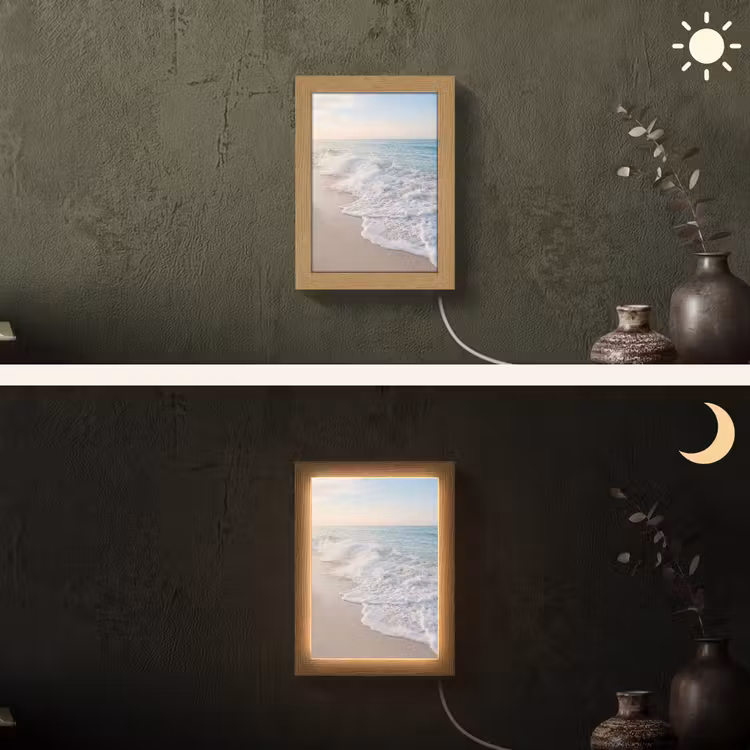Zee - Golven - Strand - Natuur - Wit Light Box met kabel (Wandlamp) klein -sfeer3