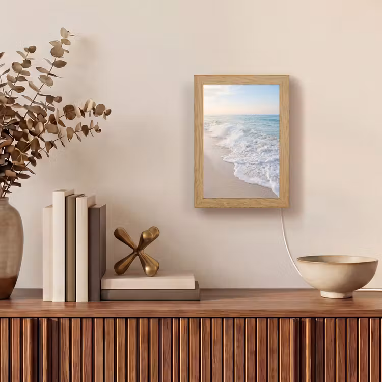 Zee - Golven - Strand - Natuur - Wit Light Box met kabel (Wandlamp) klein -sfeer2