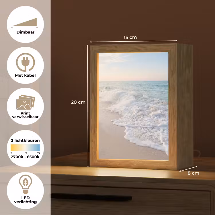 Zee - Golven - Strand - Natuur - Wit Light Box met kabel (Wandlamp) klein -USP_websiteoverzichtNL