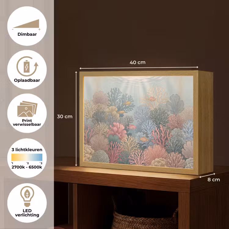 Zee - Koraal - Vis - Natuur - Kleurrijk Light Box met batterij (Wandlamp) middel -USP_websiteoverzichtNL
