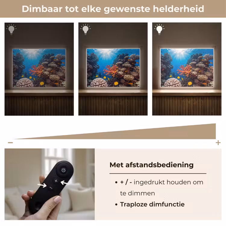 Zee - Koraalrif - Natuur - Levendig - Blauw Light Box met batterij (Wandlamp) middel -USP_dimbaarNL