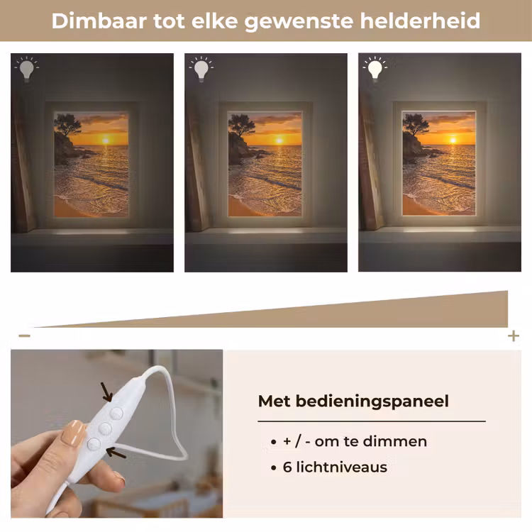 Zee - Kust - Zonsondergang - Natuur - Oranje Light Box met kabel (Wandlamp) klein -USP_dimbaarNL